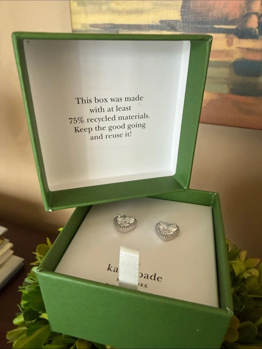 KATE SPADE ♠️ New York 🤍 MY LOVE 🤍 CUBIC ZIRCONIA HEART STUD EARRINGS 🌟NWT🌟